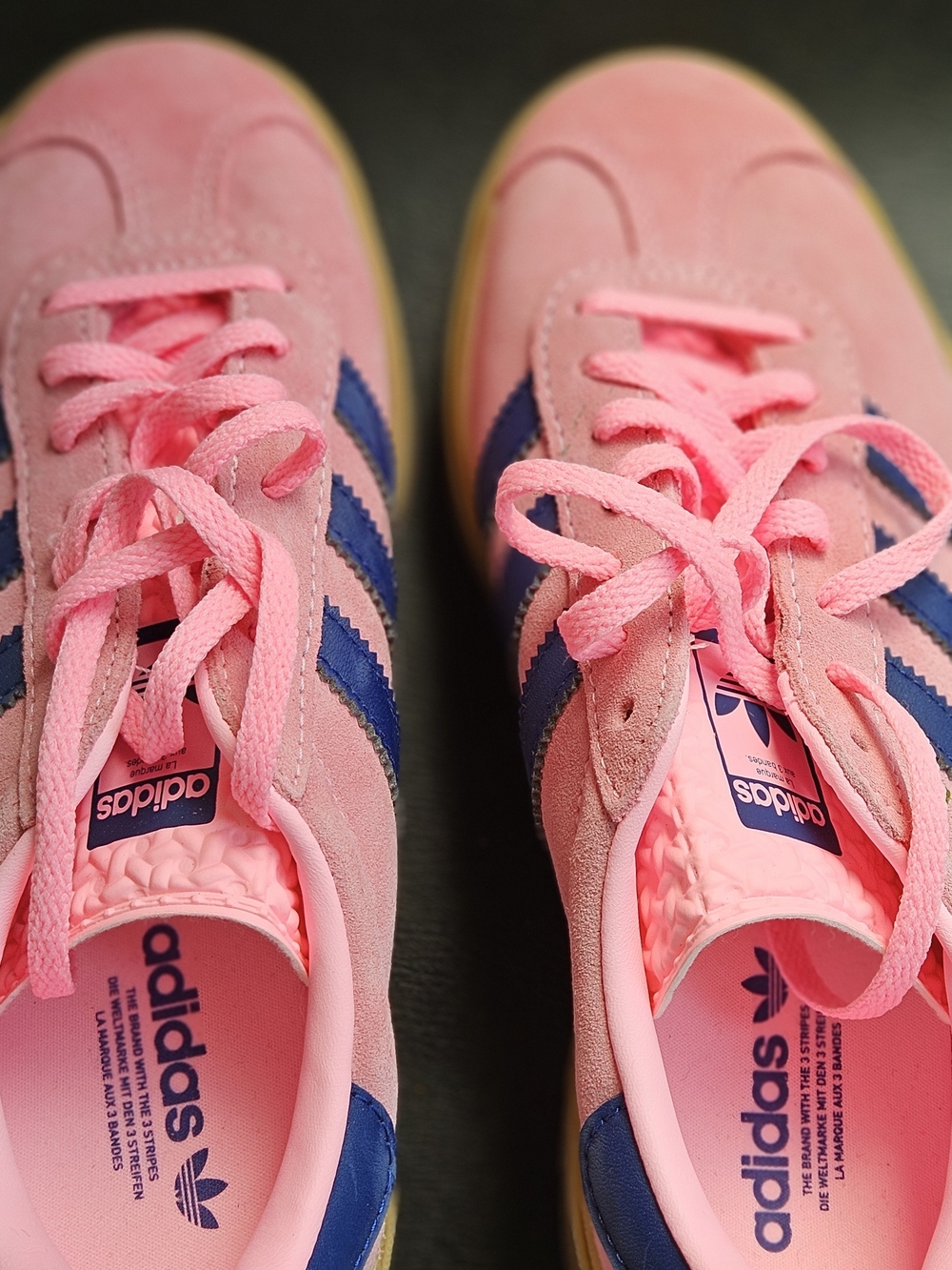 adidas Pink Suede Women's Sneakers with Navy Stripes